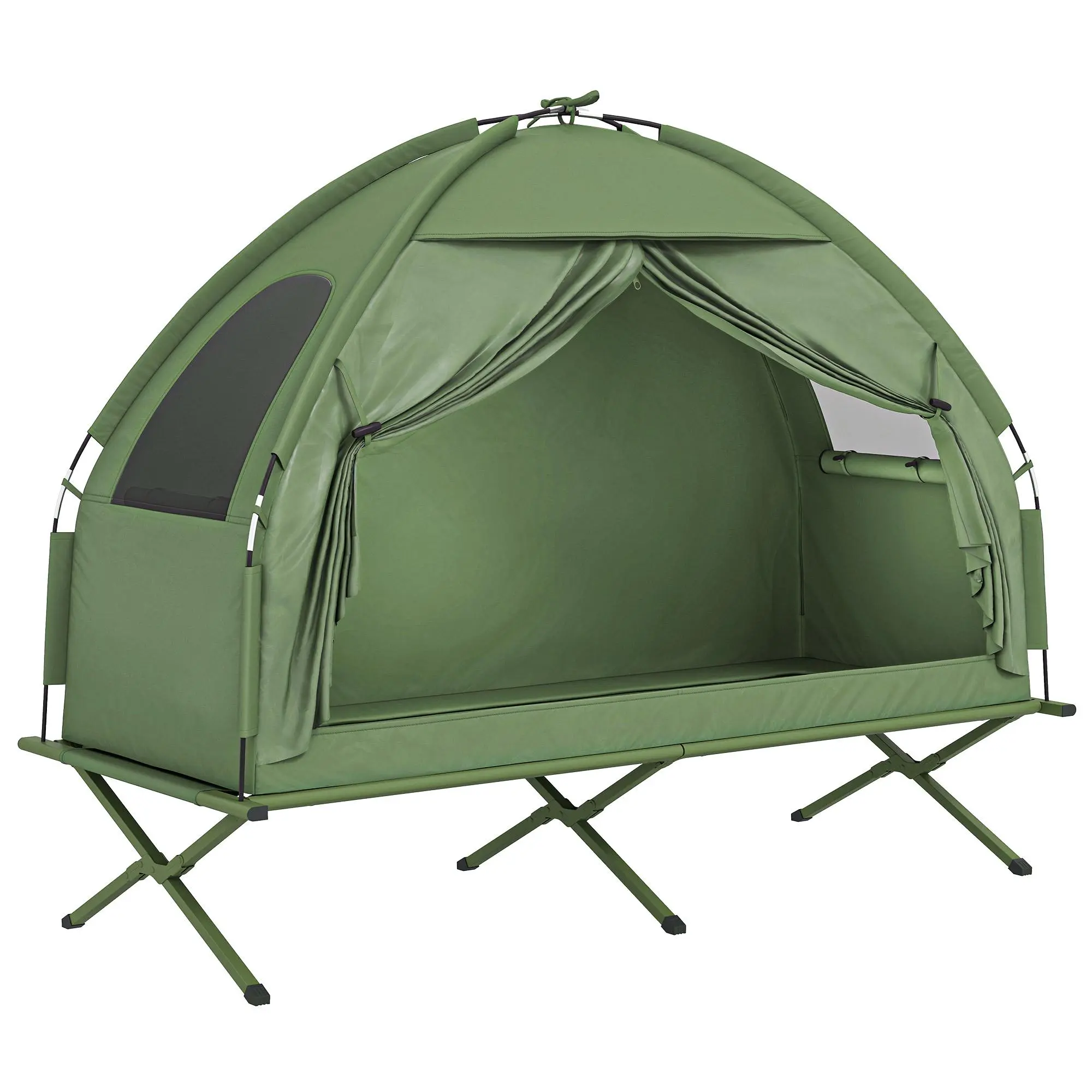 Outsunny Single Person Folding Camping Tent Cot Combo - Lightweight Portable Off-Ground Covered Outdoor Bed with Carry Bag, Tents for Camping, Hiking, Lightweight Portable Tent