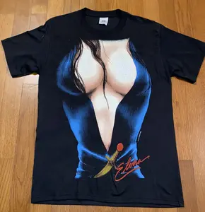 Elvira Mistress Of The Dark basic black 90s classic style Unisex T shirt Reprint #2 Casual Cotton