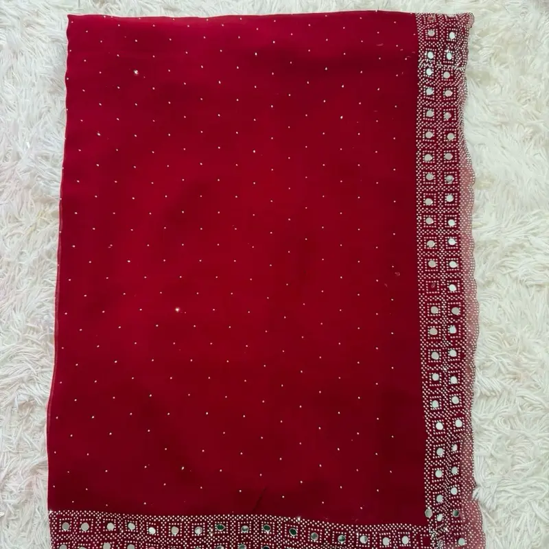 Mirror saree georgette falls picco done