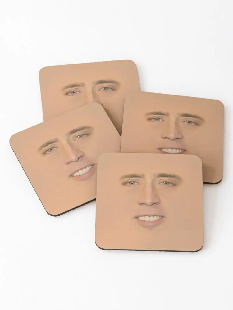 4pcs Coaster Set Nicolas cage Giant Face Coasters