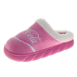CocaCola Pink Iconic Script Casual Slippers for Women  Soft Cozy PlushLined Indoor Comfort (Adult)