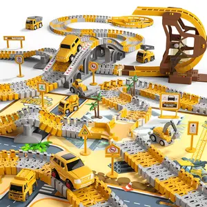 Construction Race Track Toy Set with Tipping Bucket 236/299/302 Pieces Educational STEM Gift for Kids Aged 3-7 Building & Racing Fun