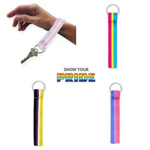 Pride Lanyard Style Keychains - LGBT+ Flags Trans Bi Pan Non-Binary Show Your Pride Rainbow & Progress Flags Durable Woven Fabric 5½-inch Loop Versatile Accessories