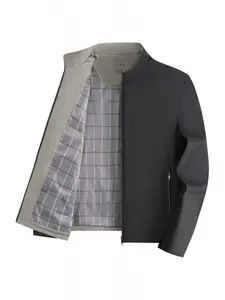 New Fashion Stand Collar Men's Spring Autumn Long Sleeve Jacket Coat, Business Casual Loose Fit Stylish Men's Top, Trendy Menswear