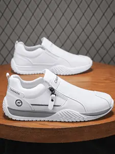 Men's Summer One-Click Slip-On Casual Shoes, Low Top Artificial Leather Sneakers, Trainer, Comfortable Rubber Sole, All Seasons Fashion