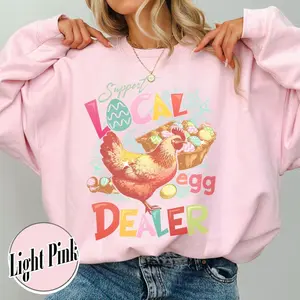Christian Easter Sweatshirts, Support Local Egg Dealer T-Shirt, Happy Easter Gifts, Retro Chicken Shirt, Farmer Easter Shirt