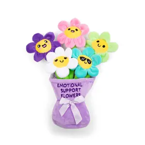 Emotional Support Flowers - 5 Soft Plush Flower Toys in Plush Vase | Sweet Gift for All Ages, Easter Basket Stuffers