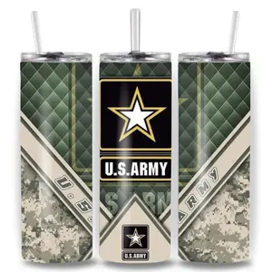 U.S. Army 20oz Stainless Steel Tumbler Durable Eco-Friendly 20-ounce Straight Tumbler with Customizable Prints for Hot or Cold Drinks