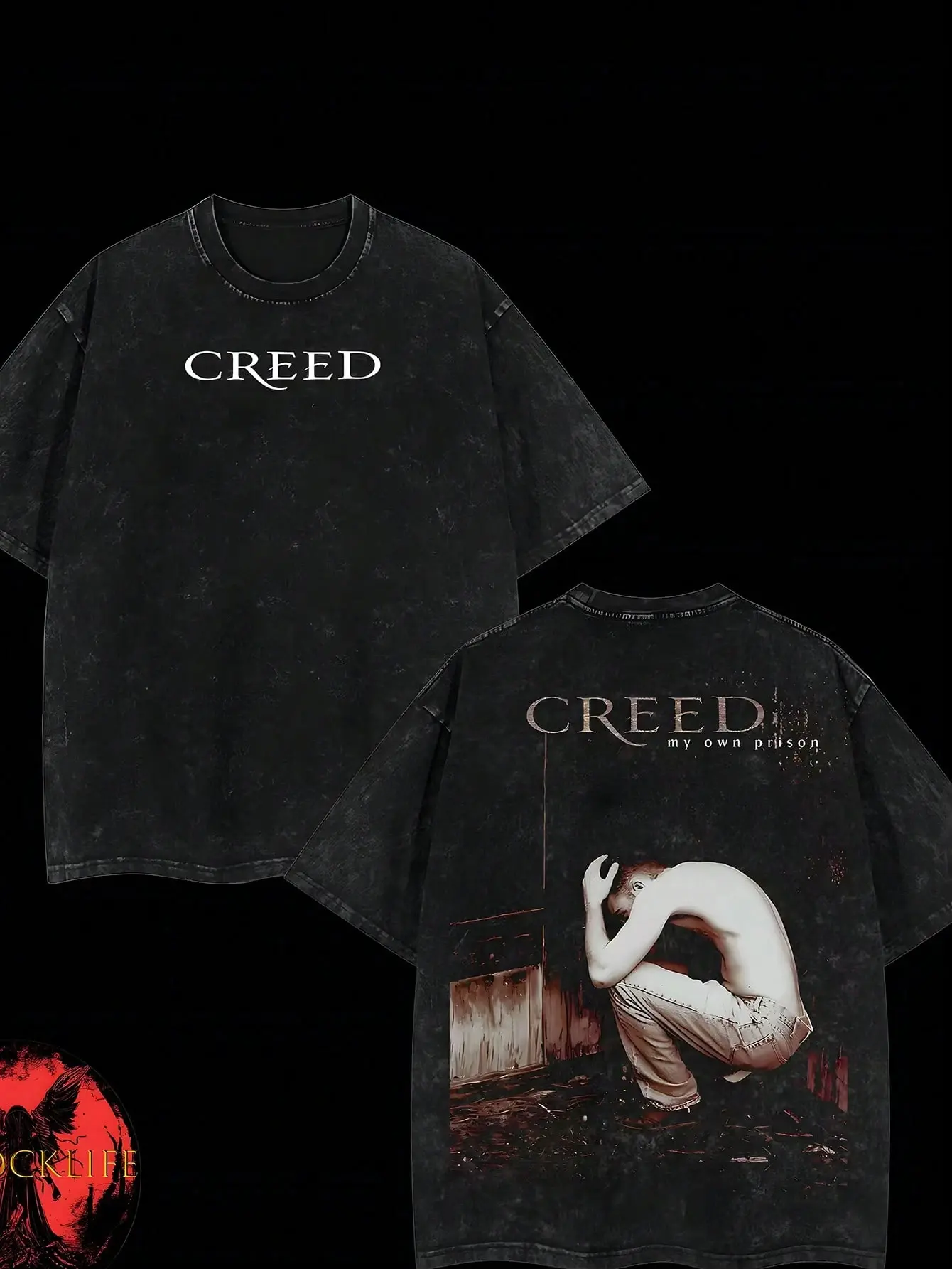 Creed My Own Prison Washed T-Shirt, Double Printed Oversized Music Band WashedTee, Rock Band Double Printed Washed Hoodie, GiftFor Band Fan Crewneck Casual Cotton FabricMenswear
