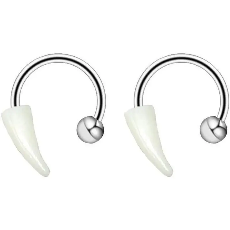2Pcs 16G Stainless Steel Vampire Fangs Lip Rings, Gothic Body Jewelry for Women, Halloween Septum/Snake Bite/Cartilage Jewelry, 8-12mm Long-Lasting Piercing Accessories