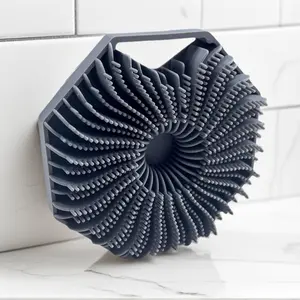 Antimicrobial Silicone Body Scrubber – Charcoal+Silver+Zinc, Gentle Exfoliation for Sensitive Skin, Eco Shower Brush, Scalp & Body Cleansing Tool Bath Personal