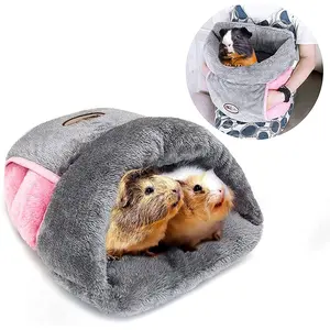 Guinea Pig Bed Cuddle Cave Warm Fleece Cozy House Bedding Sleeping Cushion Cage Nest for Small Animal Squirrel Chinchilla Rabbit Hedgehog Cage Accessories (Grey)