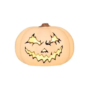 9" Spooky Light Up White Pumpkin Decoration