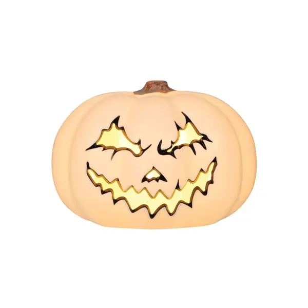 9" Spooky Light Up White Pumpkin Decoration