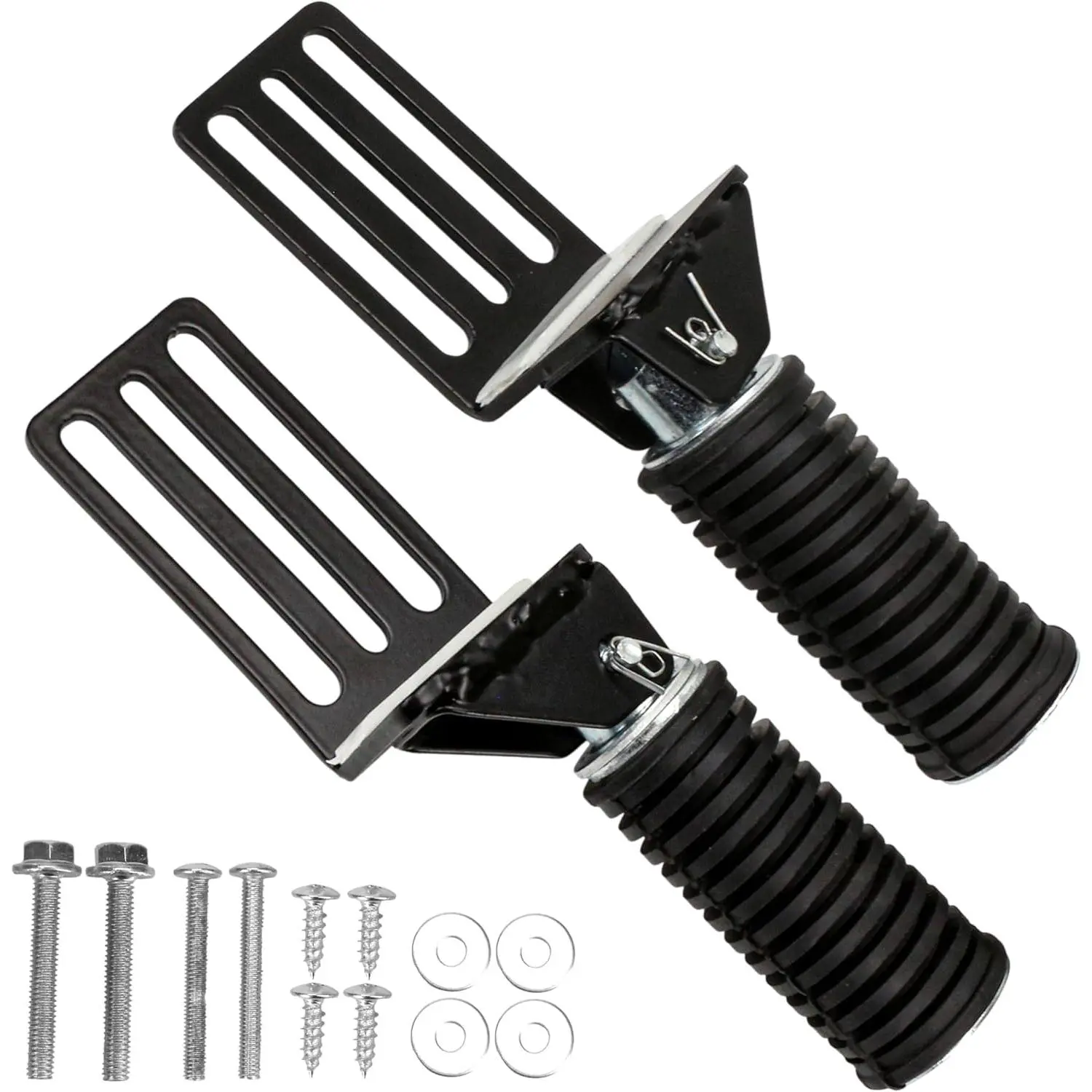 Foldable Aluminum Alloy Electric Bike Foot Pegs (19cm x 4.9cm/7.5x1.9in, 2-Pack with 1 pack of 4 screws) - Compact, Antislip, Durable, Enhanced Functionality Riding Accessories for Most Motorcycles, Scooters Front Seat Rests