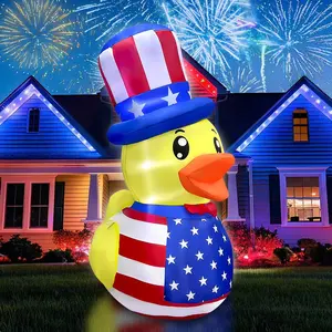 5FT Patriotic Duck Inflatable with Built-in LED Lights – America 250 Celebration 2026 4th of July Blow Up Yard Decoration for Independence Day Holiday Party Outdoor Décor