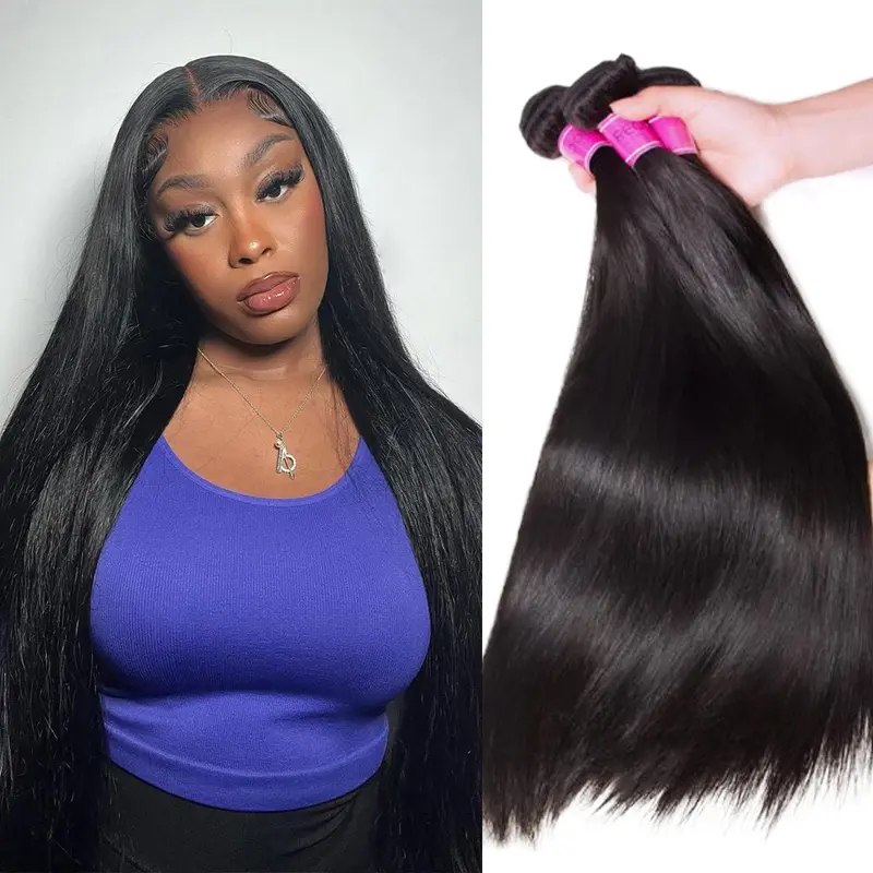100% Human Hair Bundles - 12A Grade Brazilian Unprocessed Virgin Weft Weave, 16 18 20inch (3 Bundles), 5x5 HD Lace Closure 12inch, Natural Black Extensions, Body Wave Curls, Natural Waves