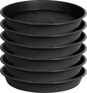 6 Pack of Plant Saucer Tray 6 inch, Heavy Duty Plastic Pot Plant Drip Trays Saucers for Indoors Outdoor, Plant Water Tray for Planters 4-7" (6", Black)