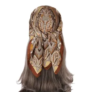 Boho Style Paisley Pattern Square Scarf, Vintage Style Headscarf for Women, Fashion Accessories for Daily Wear, Paisley Print Shawl