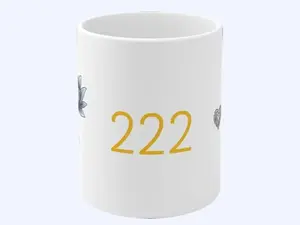 222 Angel Number Mug - White Ceramic - 11oz - Morning Affirmation - Lotus Flower - Spiritual Positive Mindset - Drinkware Tea Beverage Classic Tumbler Ceramic - Reusable, Cup
