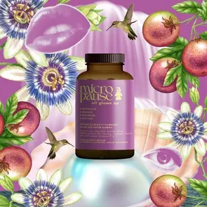 All Glown Up Passion Fruit Nectar Gummy with Actives Biotin Collagen Antioxidant Vitamins A C E for Hair Skin Nails Midlife Women Advanced Beauty Complex Gluten Free GMP Certified Non-GMO
