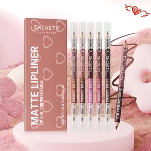 Double-ended Lip Liner Set, 6 Counts/set Long Lasting Lip Liner Stain Pencil, Easy Coloring Lip Liner Pen, Natural Lip Makeup Tool for Women, Cosmetic