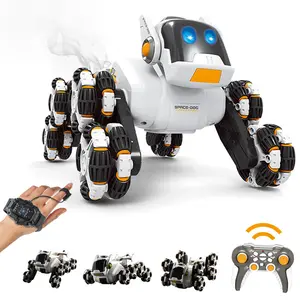 Kids Remote Control Robot Dog Toy 2.4Ghz 8WD Gesture Sensing Stunt Remote Control Car with Music Spray and Light Birthday Gift for Boys Aged 6-12