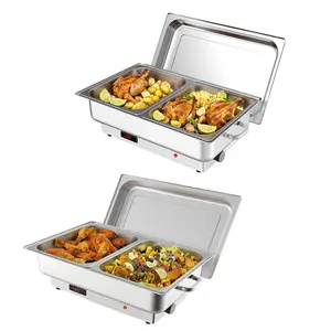GARVEE Electric Chafing Dish Buffet Set - 2 Pack, 9QT & 4.5QT Food Servers, Stainless Steel Warmers with Digital Temperature Control, Ideal for Weddings, Parties, and Catering Events