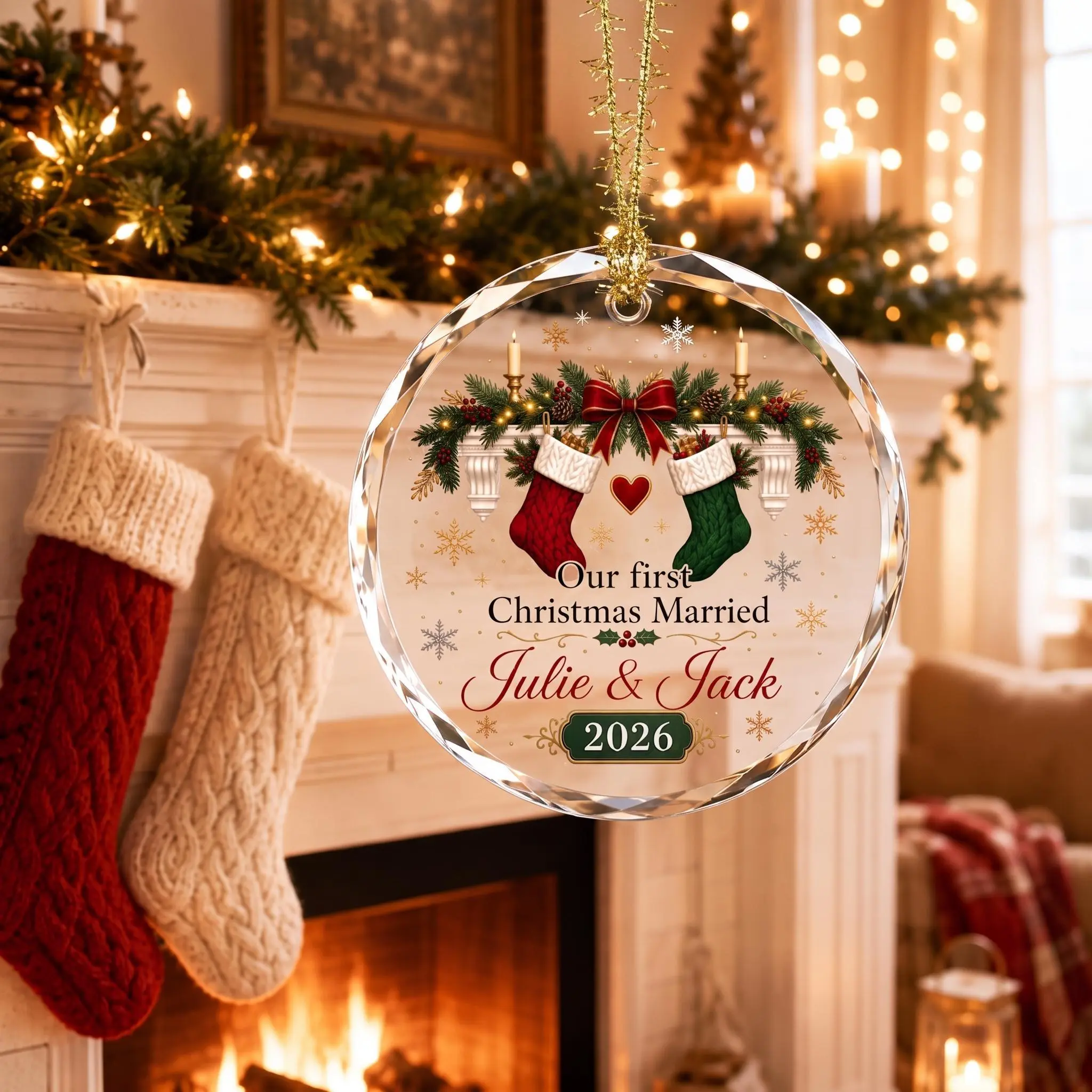Personalized First Christmas Married Ornament Custom Names Crystal Christmas Ornament Newlywed Gift Wedding Keepsake 2026