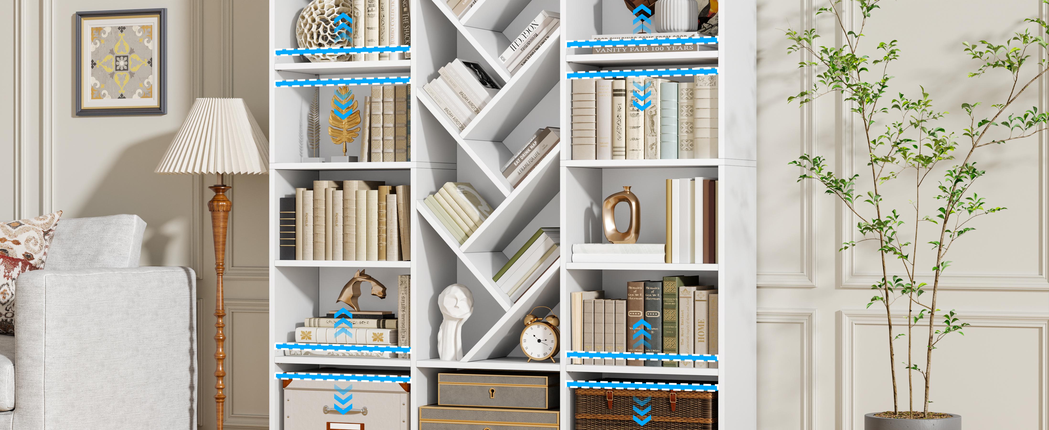 70.87" Tree Bookshelf for Corner, 21-Shelf Tall Bookcase with Adjustable Storage, Large Wood Display Shelf for Books Plants, Space-Saving Organizer for Small Apartment Living Room 70.87" Tree Bookshelf for Corner, 21-Shelf Tall Bookcase with Adjustable Storage, Large Wood Display Shelf for Books Plants, Space-Saving Organizer for Small Apartment Living Room