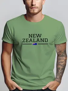 Men's Summer Micro-Stretch Comfort Round Neck Printed T-Shirt, Fashionable Trendy Wear, Best Choice for Men, Casual Stylish Tee