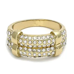 Oro Laminado Multi Stone Ring, Gold Filled Style with White Crystal, Polished, Golden Finish, (Size 8)