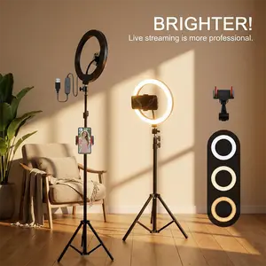 12" LED Ring Light with Tall 71" Telescopic Tripod, 3 Adjustable Color Temperatures & 10 Level Brightness Dimmable Selife Light for Professional Video Recording Content Creation Vlogging TikTok Live Game Streaming#SummerWins#Fathersdaygift