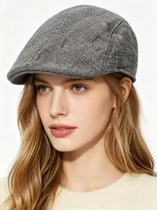 Cotton and linen beret men's retro peaked cap middle-aged and elderly hat simple Casual light board thin summer forward hat