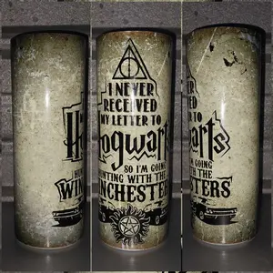 hogwarts and winchesters 20oz tumbler w/ metal straw