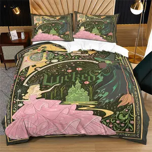 Wicked Fan Gift Bedding(Including 1 Duvet Cover And 1-2 Pillowcases), Themed For Broadway Musicals, Suitable For Fans Of Glinda And Evba's Duvet Cover Pillowcase Set