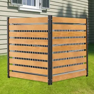 【mothersdaygift】Lilypelle AC Fence for Outside Unit, Outdoor Privacy Fence Screen Wood Panels Metal Stake Trash Can Fence, Pool Equipment Enclosure Fence for Outside