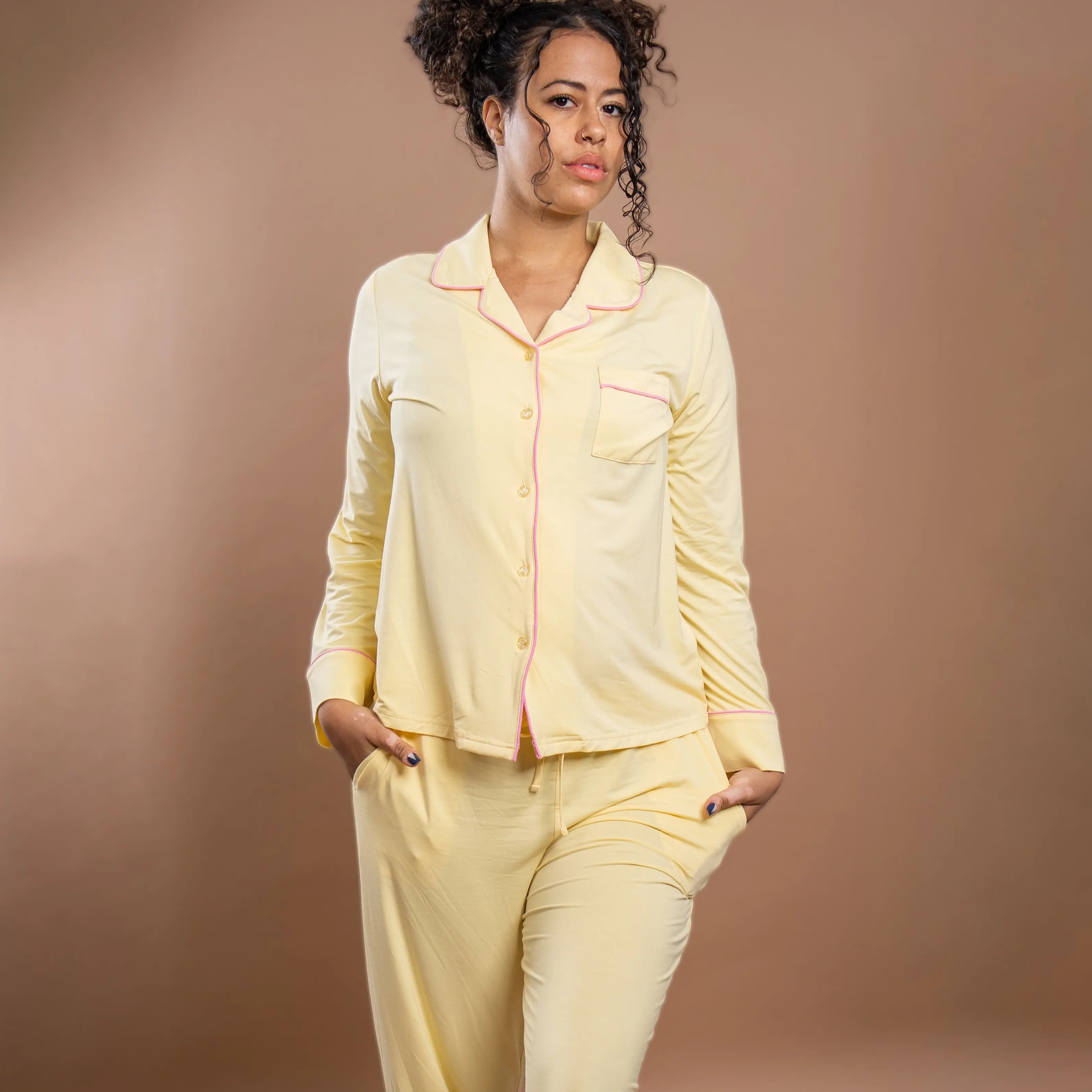 Cozy Ups Catherine Yellow Long Sleeve Pajama Set