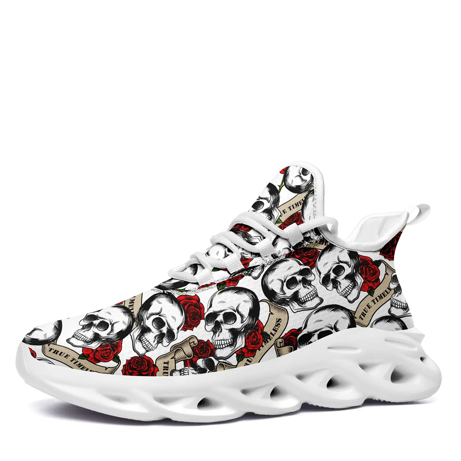 coolcustomize Skull Running Shoes for Men Breathable Cushion Sports Walking Shoes Gym Jogging Train Road Running Shoes