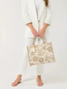 Shiraleah Coastal Jacquard Tote, Beige