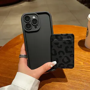 Self-Adhesive Card Holder Phone Case Set, Leopard Print Tpu Protective Shockproof Cover for iPhone 6-XS Max, Perfect Gift for Women & Teens, Accessories