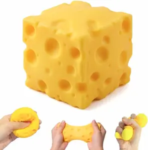 Cheese Squishy,Soft Squishy Cheese Block Squeeze Fidget Toy, Mini Stress Relief Sensory Toy - Fidget Novelty Toy and Gift for Kids and Adults