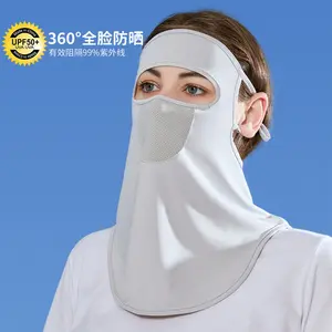 Full-face sunscreen mask for women in summer, facekini for driving, sun protection for the neck, breathable ice silk mask for cycling