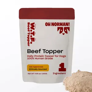 WTF Beef Topper: Daily Protein Topper for Dogs by Kaley Cuoco, All Natural Single Ingredient, Veterinary Nutritionist Certified, for All Life Stages and Breeds, Made in USA, 7.05 Oz