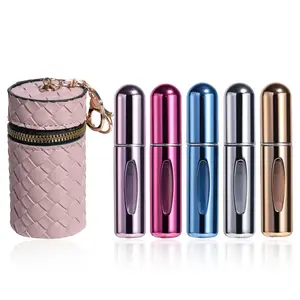 Portable Mini Compact Perfume Dispenser Set for Weekly Trips, 5Pcs/set Perfume Atomizer Refillable 5ml, Travel-Sized Leak-Proof Mini Perfume Bottles Spray Set with Portable Carrying Pouch for Travel