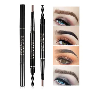 Double-Ended Eyebrow Pencil Auto-Rotating Waterproof Smudgeproof with Brush Triangle 3D Eyebrow Pen Handaiyan Makeup Tool