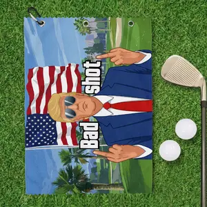 Curves & Clubs Trump Golf Towel| Trump 100 Dollar Bill Towel| American Towel| Funny Golf Towel| Golf Bag Accessory With Clip| Golf Towels For Golf Bags (Bad Shot)