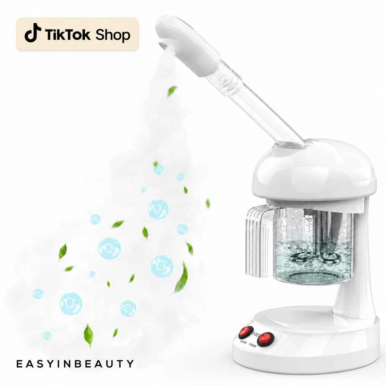 EasyinBeauty Facial Steamer with Ozone & Aromatherapy, Nano Ionic Face Steamer for Skin Hydration & Pore Prep, Adjustable Nozzle Home Spa Skincare Tool
