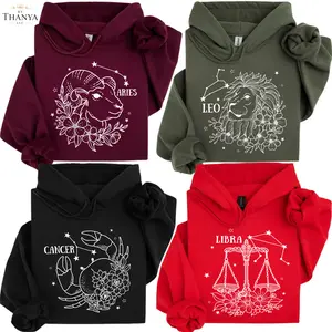 FULL 12 Zodiac Constellation Hoodie – Vintage Celestial Astrology Pullover for Women & Men, Horoscope Line Art Hoodie, Perfect Birthday Gift for Astrology Lovers, Best Friend Gìfts