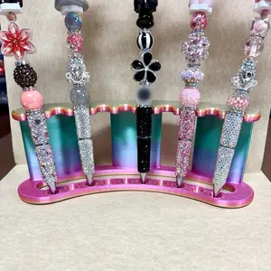 Beautiful Extended Rod Beaded Rhinestone Pens Featuring Special Character Toppers with Sparkling Beads and Elegant Design